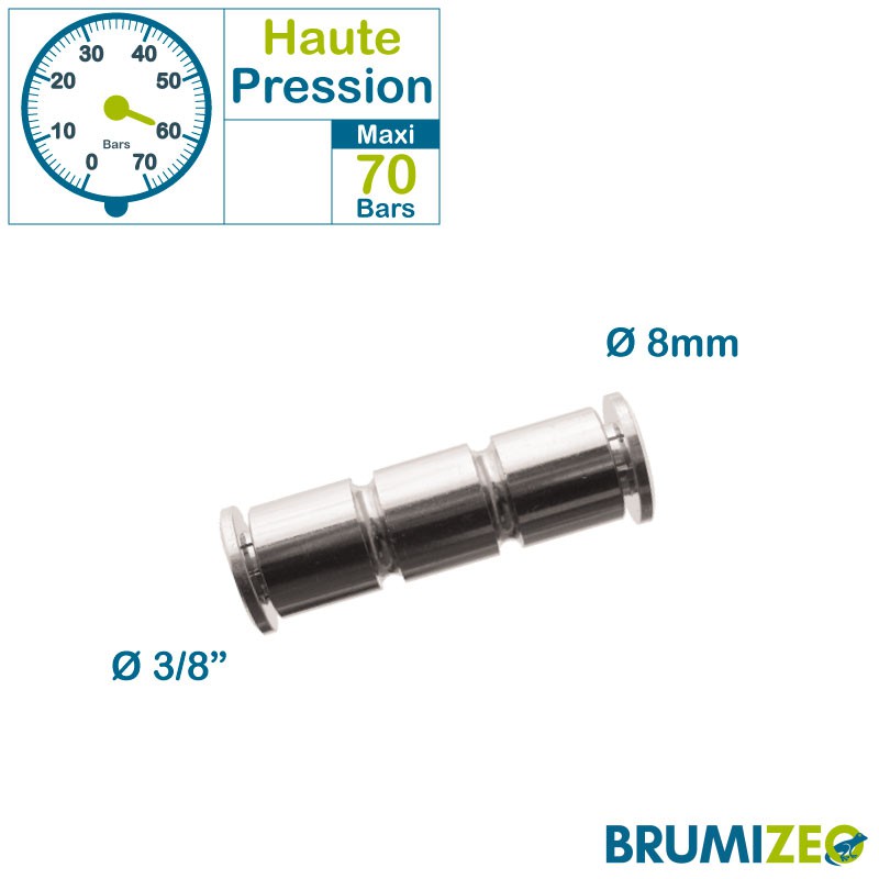 BRUMIZEO accessoire haute pression raccord instantané autobloquant en laiton nickelé diamètre 8