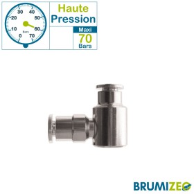 BRUMIZEO accessoire coude raccord instantané autobloquant haute pression en laiton nickelé diamètre 8